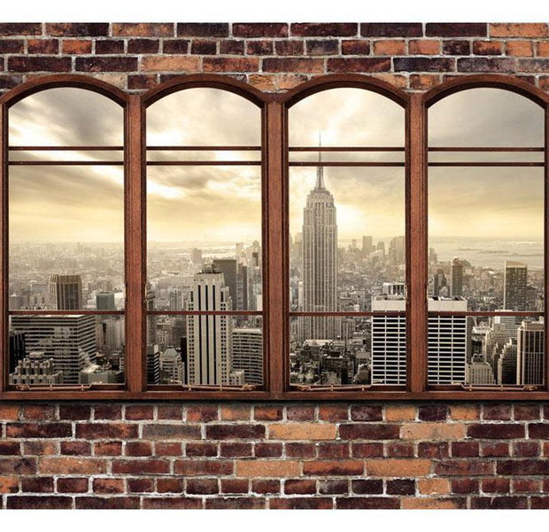 Peel & Stick Wall Mural - New York Window Brick Wall - Removable Wall Decals