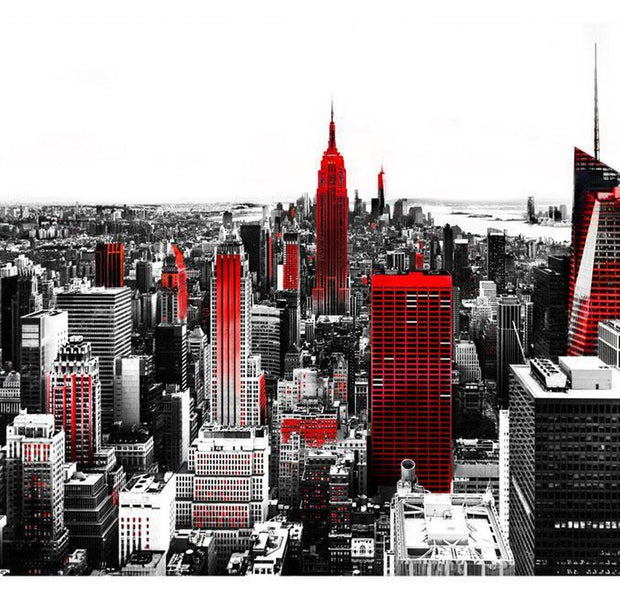 Peel & Stick Wall Mural - NewYork In Red - Removable Wall Decals