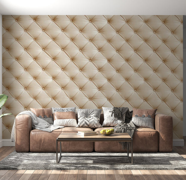 Peel & Stick Wall Mural - Off White Chesterfield Pattern - Removable Wall Decals