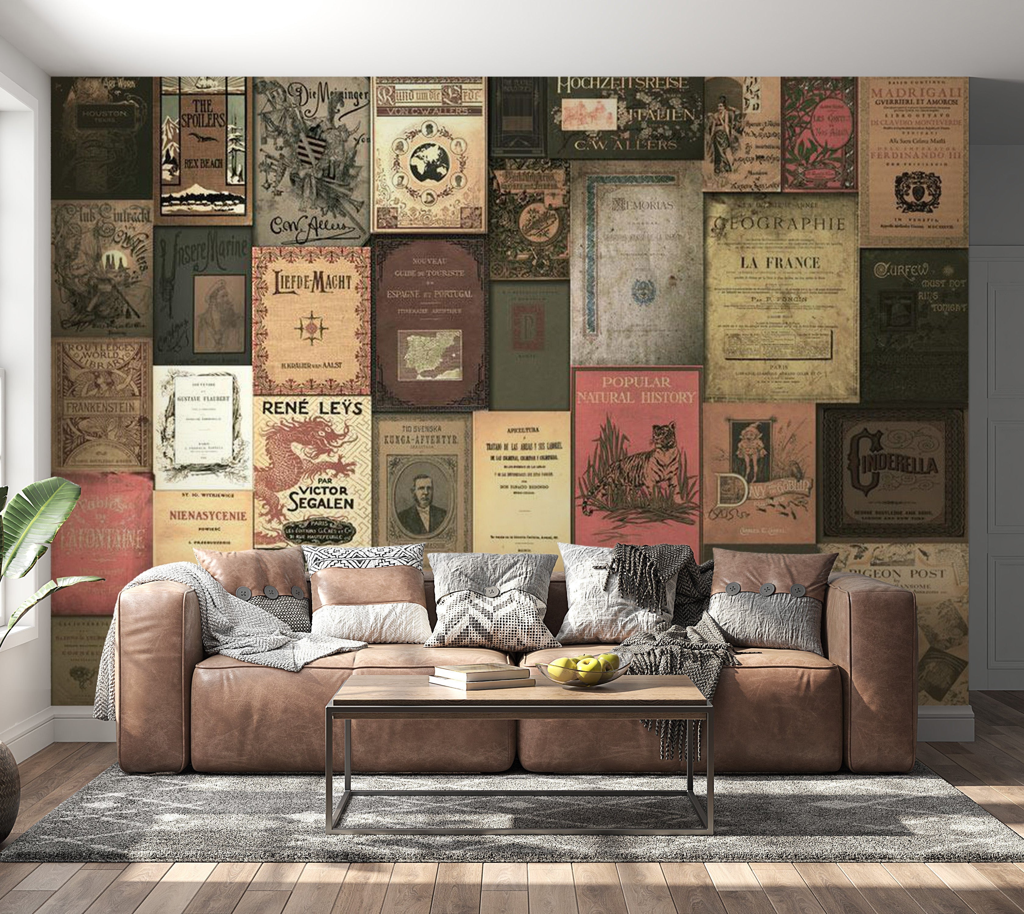 Peel & Stick Wall Mural - Old Book Covers - Removable Wall Decals