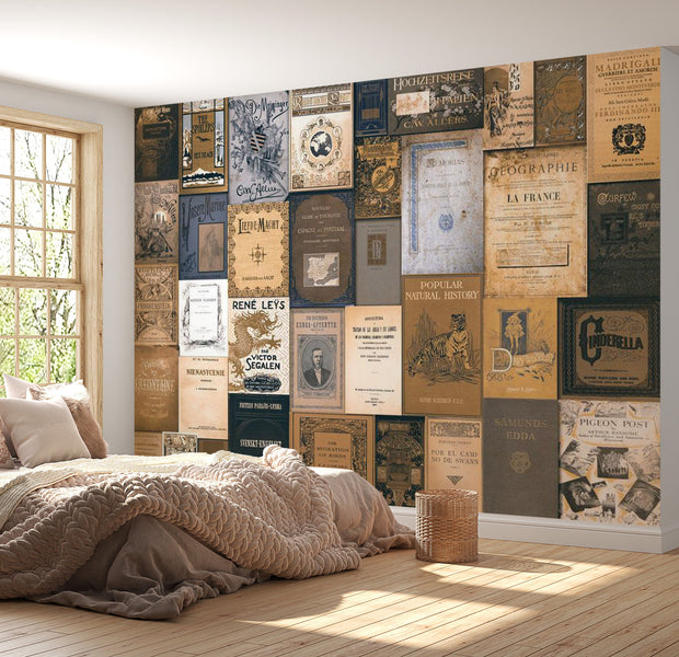 Peel & Stick Wall Mural - Old Book Covers - Removable Wall Decals