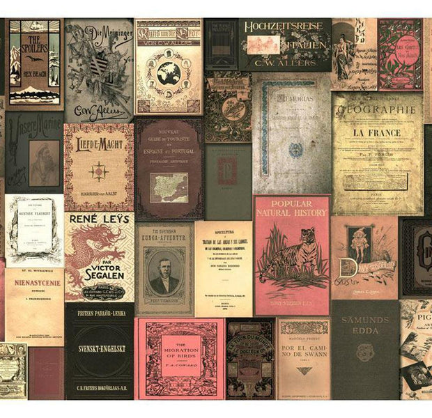Peel & Stick Wall Mural - Old Book Covers - Removable Wall Decals