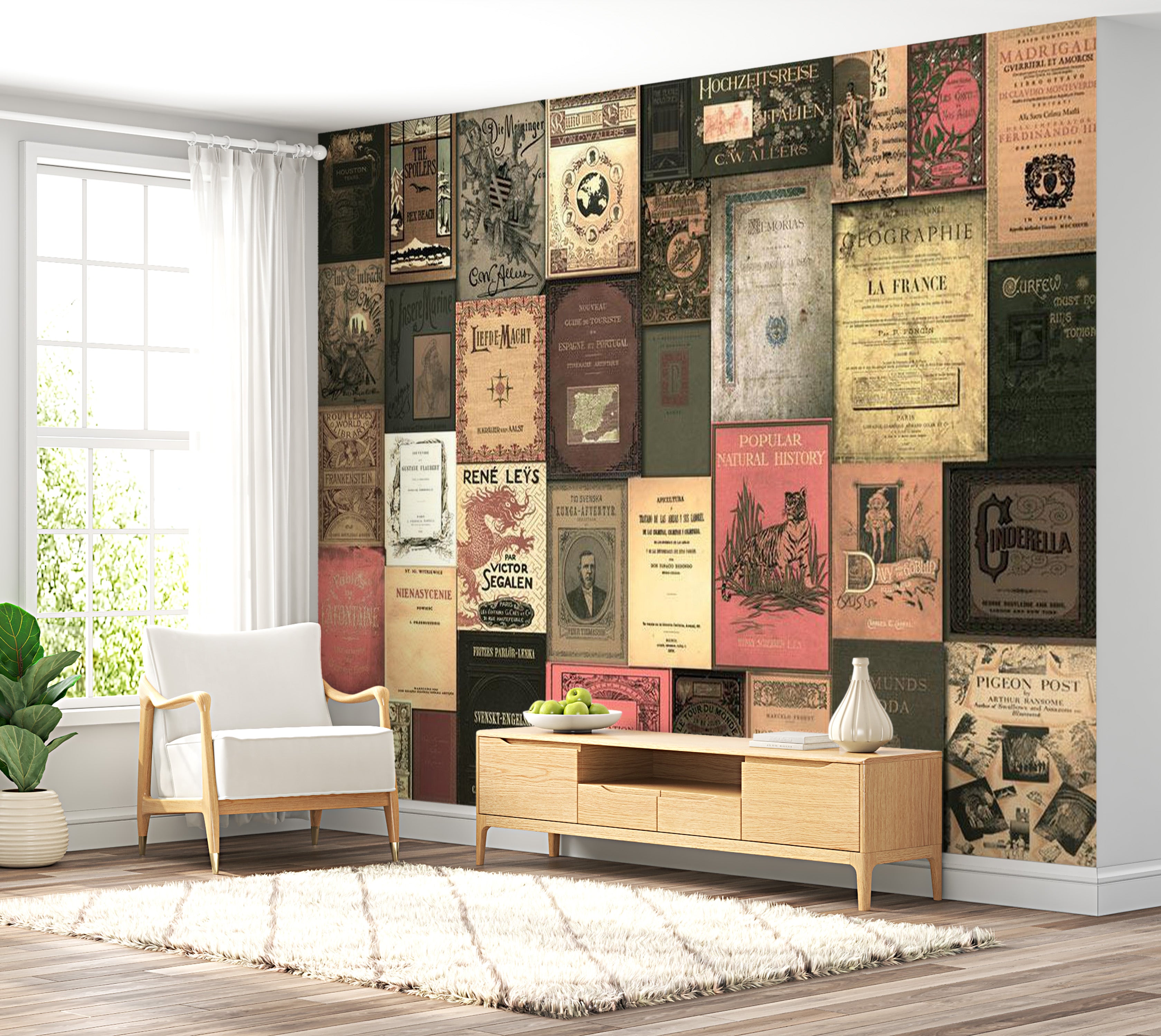 Peel & Stick Wall Mural - Old Book Covers - Removable Wall Decals