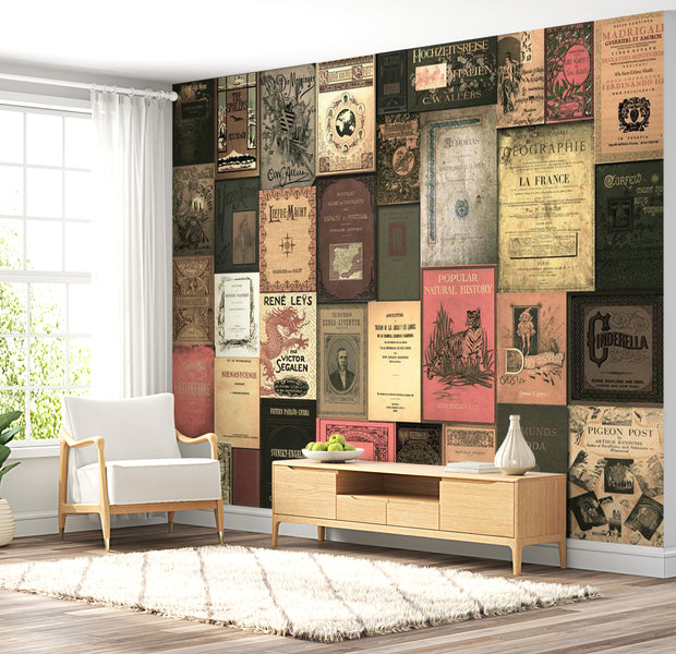 Peel & Stick Wall Mural - Old Book Covers - Removable Wall Decals