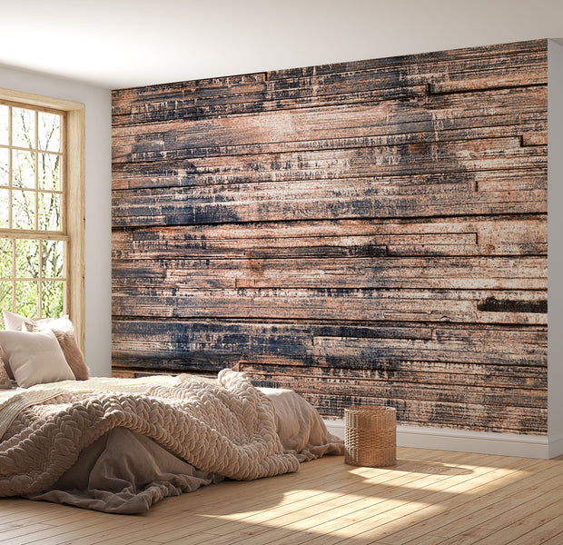 Peel & Stick Wall Mural - Old Burned Wood- Removable Wall Decals
