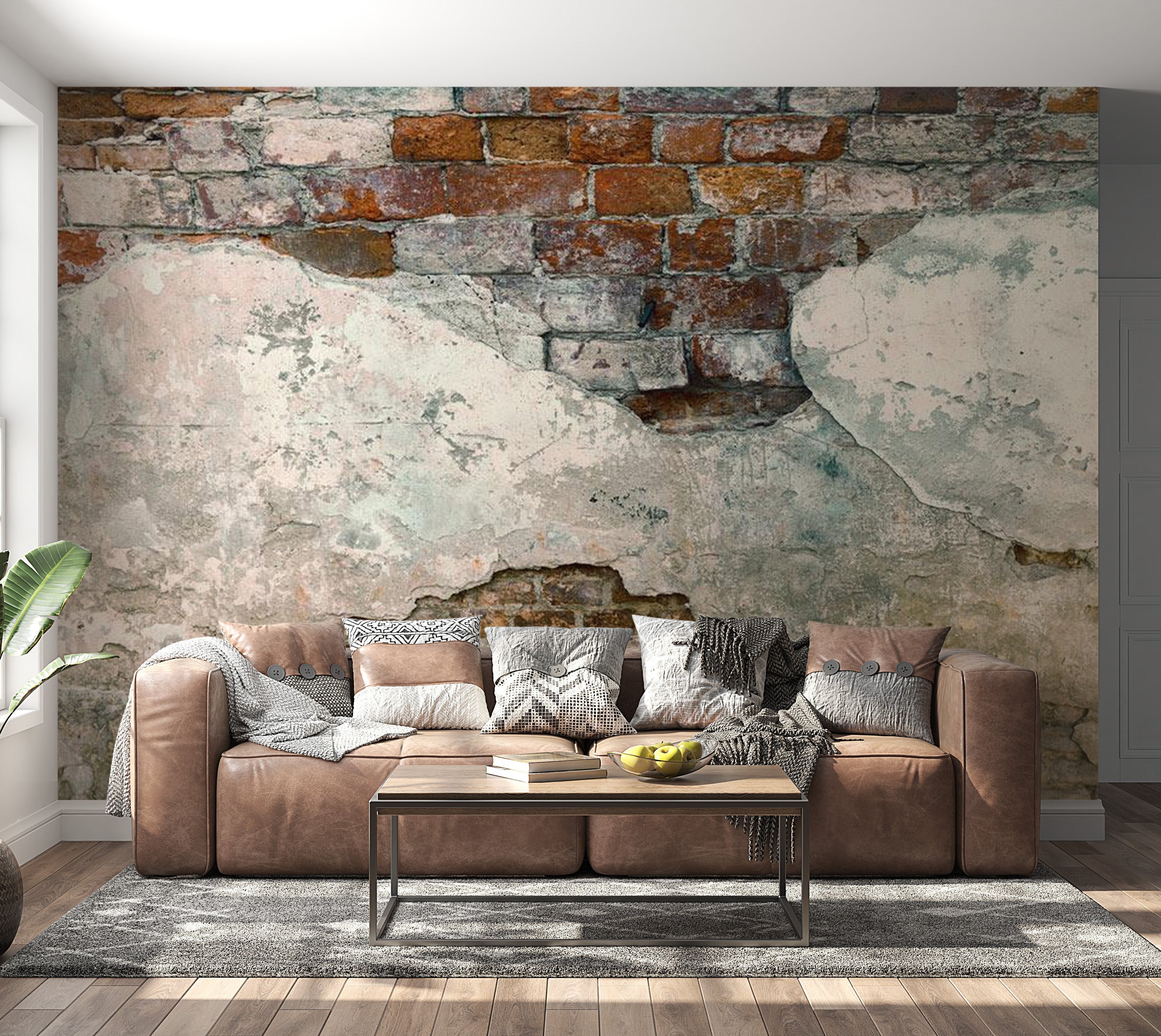 Peel & Stick Wall Mural - Old Cement Brick Wall - Removable Wall Decals