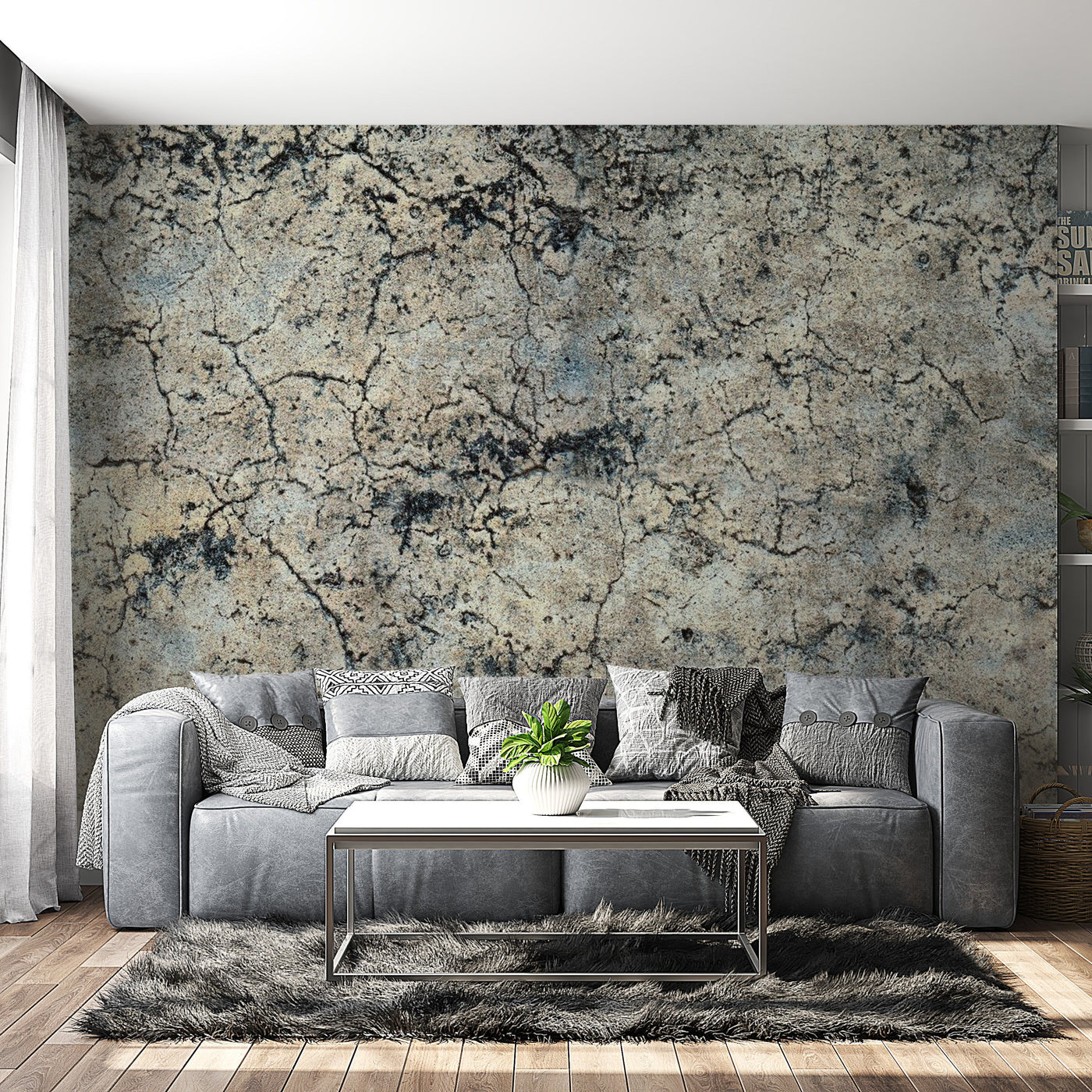 Peel & Stick Wall Mural - Old Cracked Concrete Wall - Removable Wall Decals