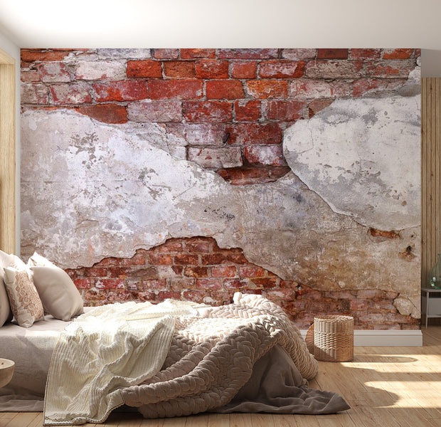 Peel & Stick Wall Mural - Old Plaster Brick Wall - Removable Wall Decals