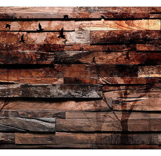 Peel & Stick Wall Mural - Old Red Cedar Wood - Removable Wall Decals