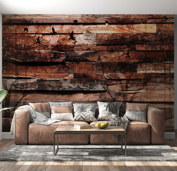 Peel & Stick Wall Mural - Old Red Cedar Wood - Removable Wall Decals