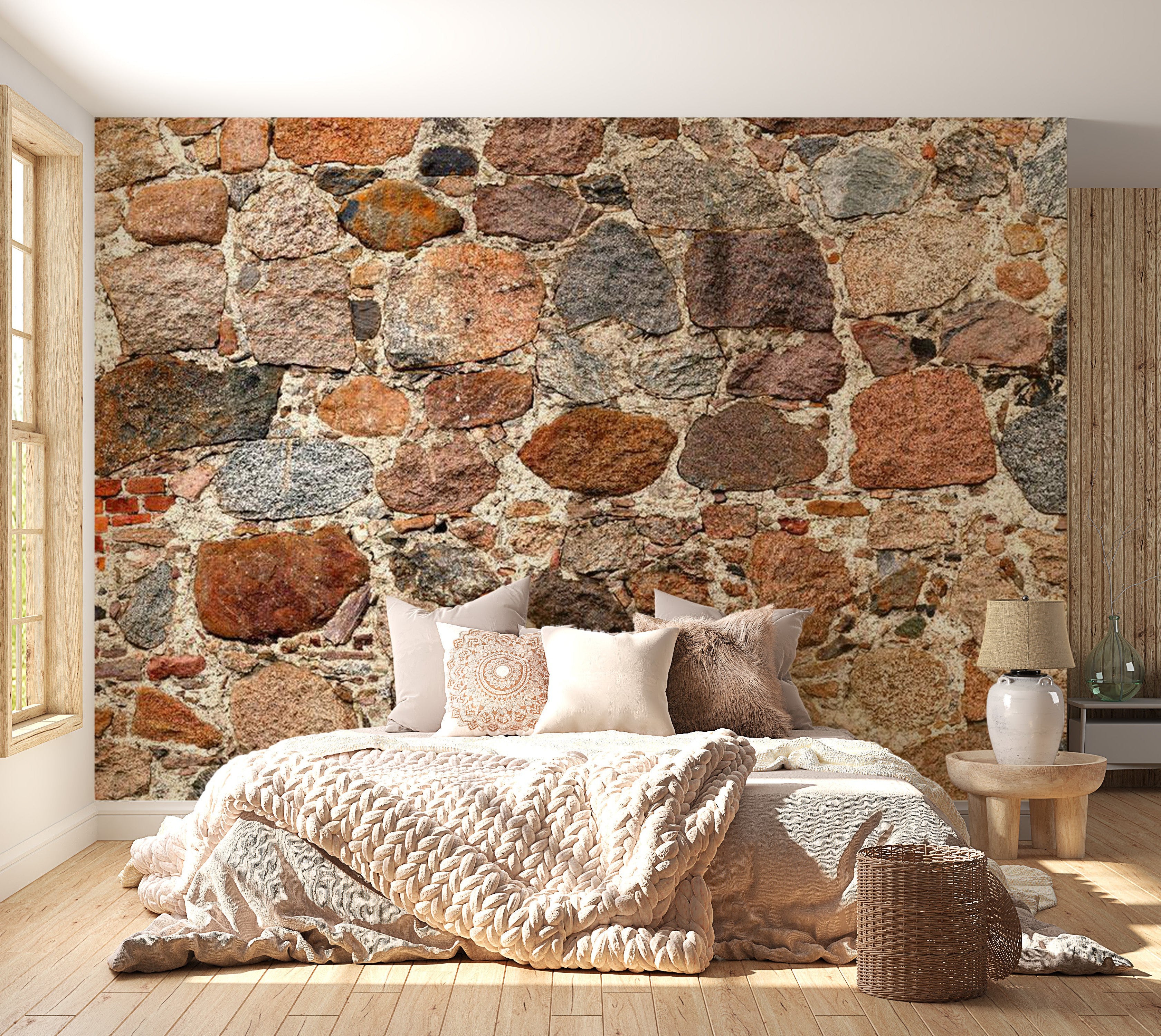 Peel & Stick Wall Mural - Old Stones and Rocks Wall- Removable Wall Decals