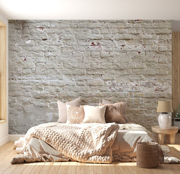 Peel & Stick Wall Mural - Old White Brick Wall - Removable Wall Decals