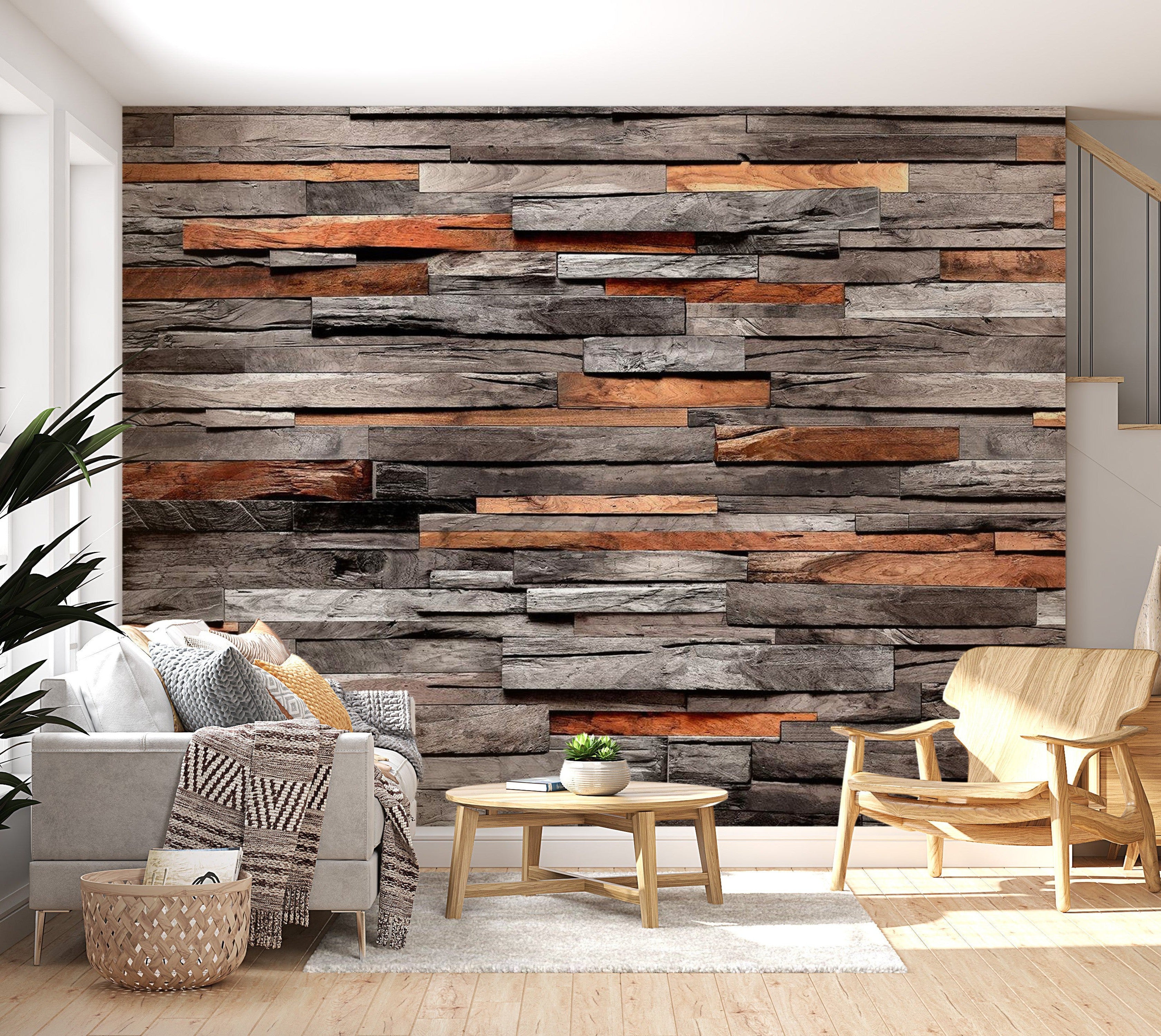 Peel & Stick Wall Mural - Old Wooden Barn Wall- Removable Wall Decals