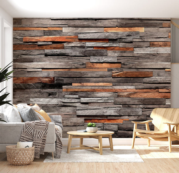 Peel & Stick Wall Mural - Old Wooden Barn Wall- Removable Wall Decals