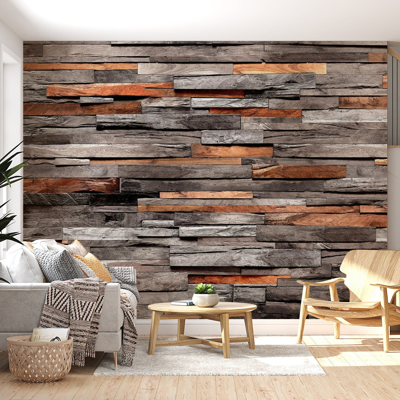 Peel & Stick Wall Mural - Old Wooden Barn Wall- Removable Wall Decals