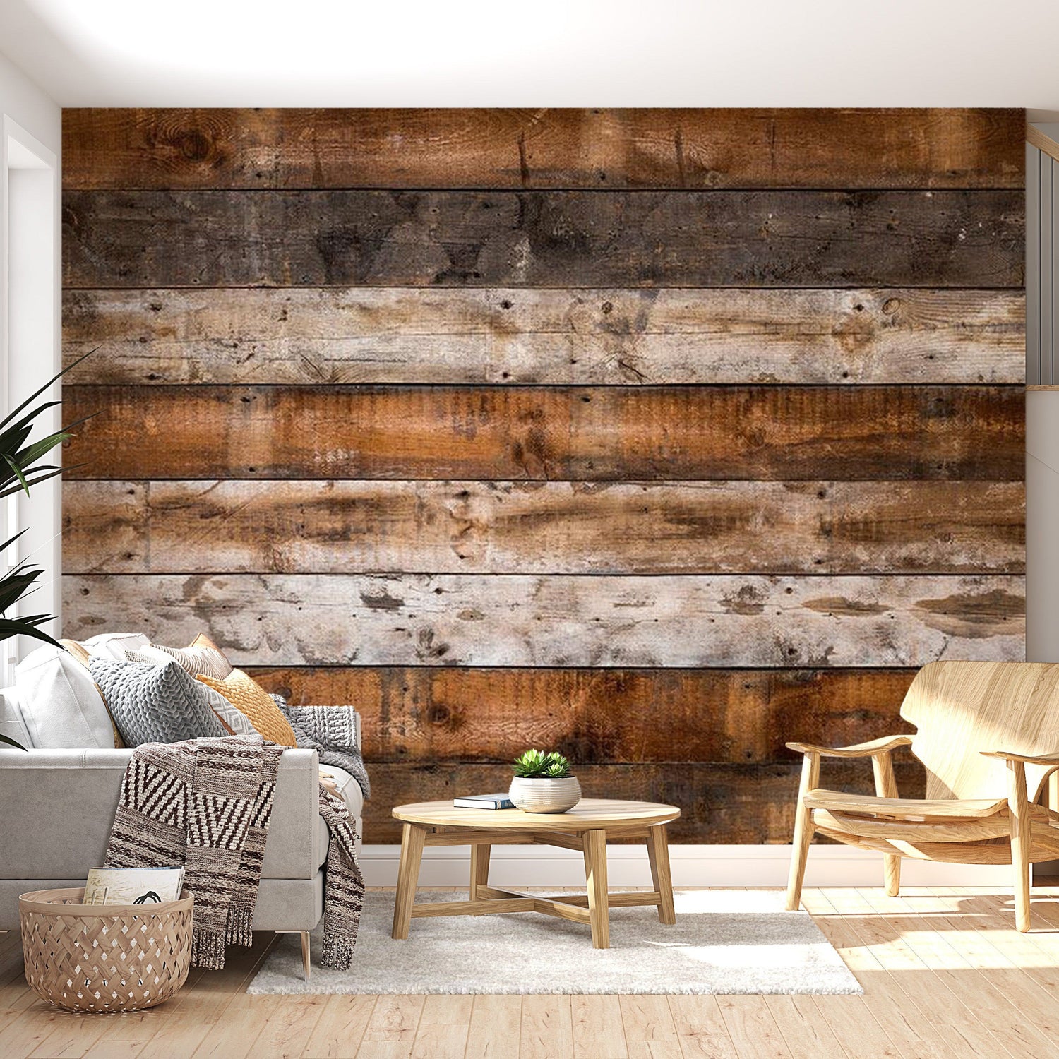 Peel & Stick Wall Mural - Old Wooden Cabin Planks - Removable Wall Decals