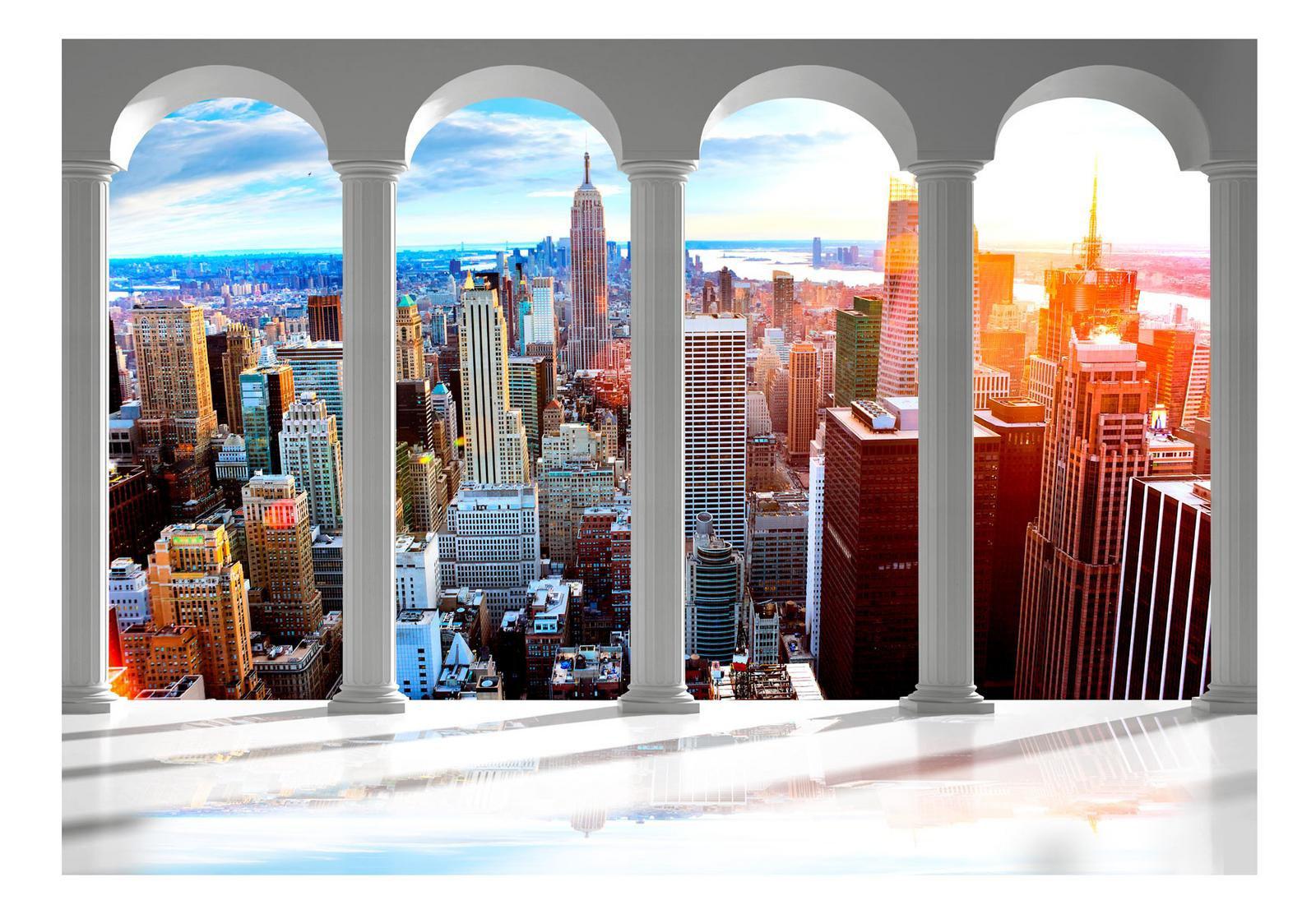 Peel & Stick Wall Mural - Pillars And New York - Removable Wall Decals