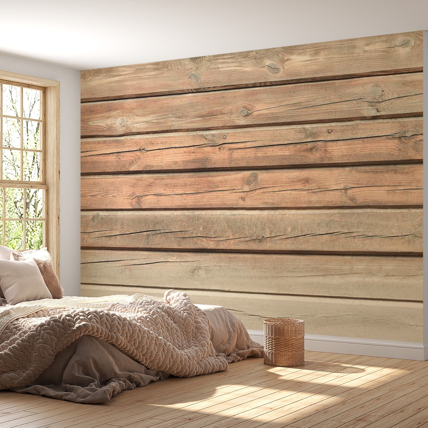 Peel & Stick Wall Mural - Pine Country Style Wood - Removable Wall Decals