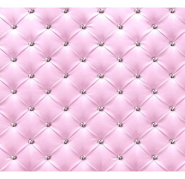 Peel & Stick Wall Mural - Pink Chesterfield And Diamonds - Removable Wall Decals