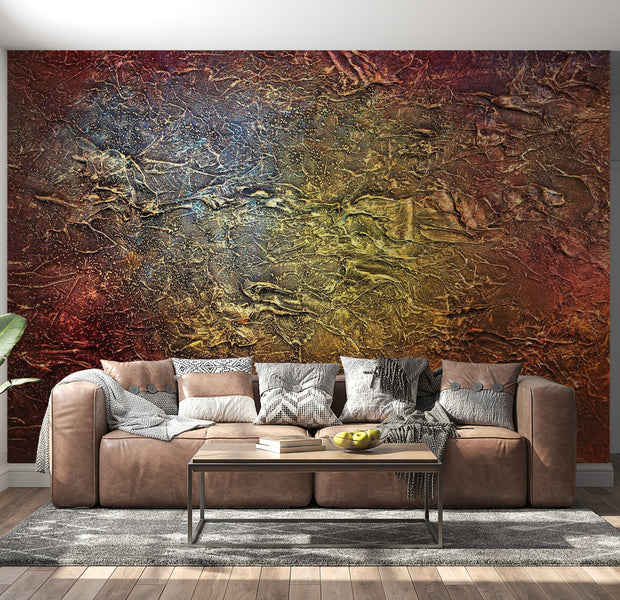 Peel & Stick Wall Mural - Red Gold Concrete Wall - Removable Wall Decals