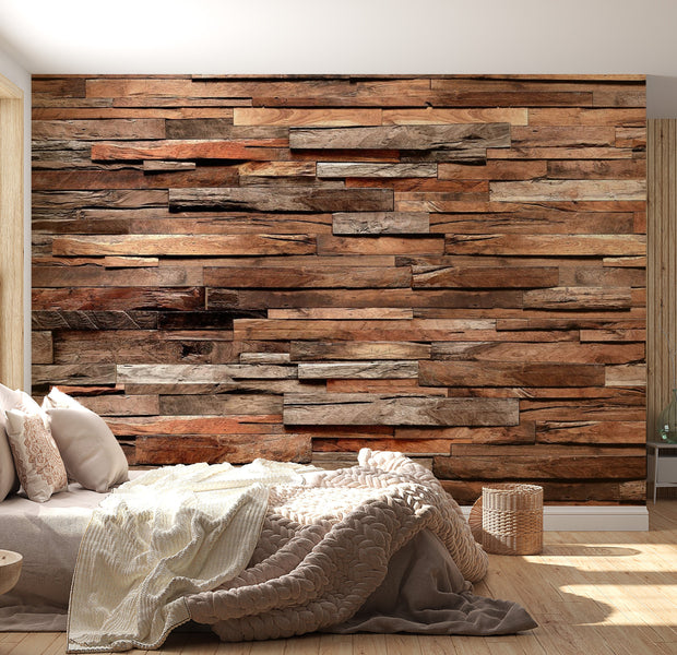 Peel & Stick Wall Mural - Red Wood Barn Wall - Removable Wall Decals
