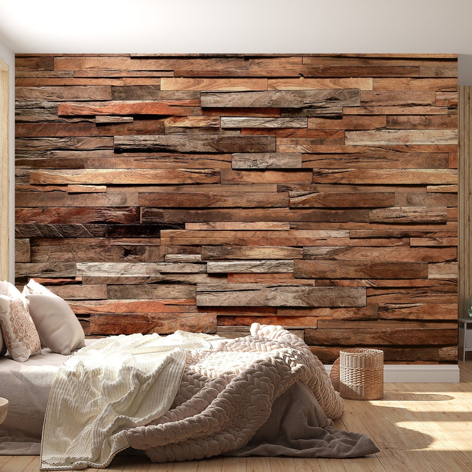 Peel & Stick Wall Mural - Red Wood Barn Wall - Removable Wall Decals