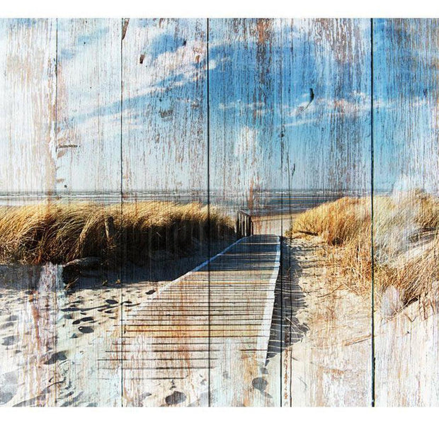 Peel & Stick Wall Mural - Seaview on Wood - Removable Wall Decals