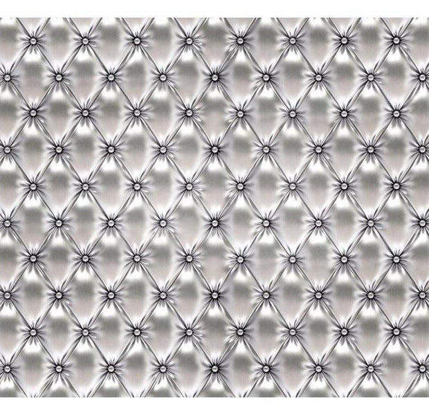 Peel & Stick Wall Mural - Silver Chesterfield Pattern - Removable Wall Decals