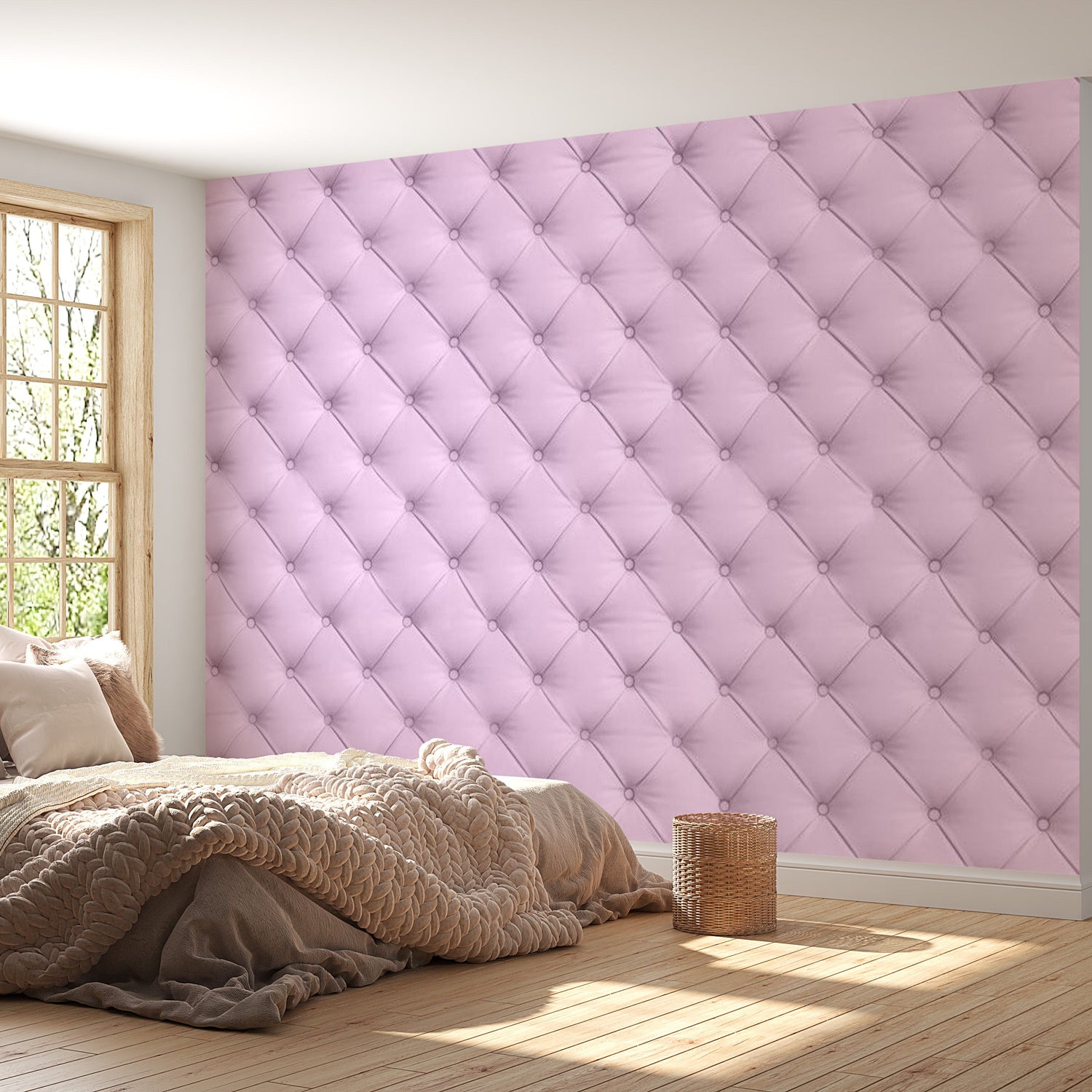 Peel & Stick Wall Mural - Soft Pink Chesterfield Pattern - Removable Wall Decals