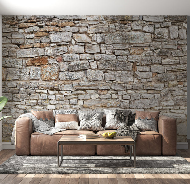 Peel & Stick Wall Mural - Stacked Stone Wall - Removable Wall Decals