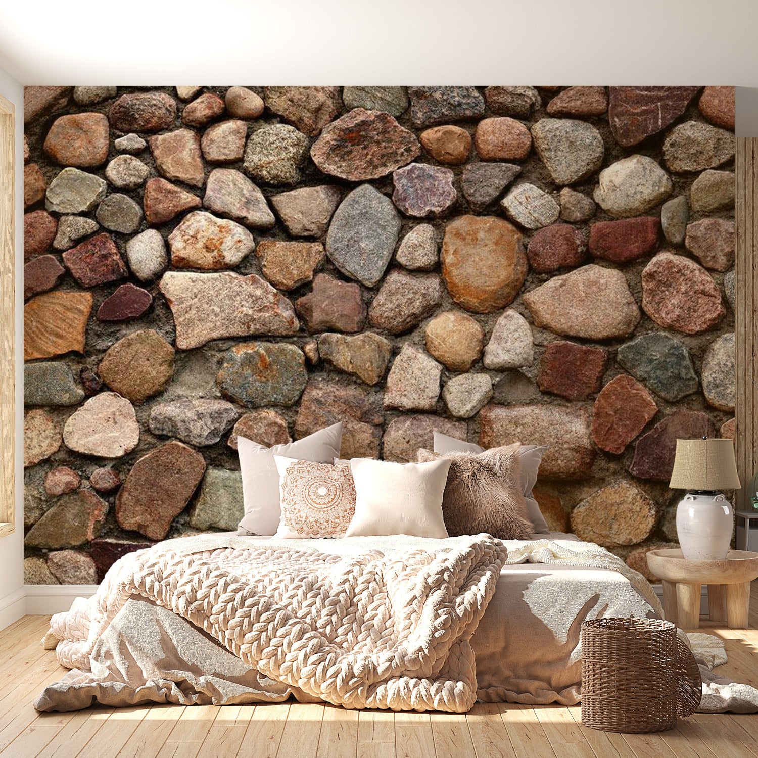 Peel & Stick Wall Mural - Stacked Stones Bastion Wall - Removable Wall Decals