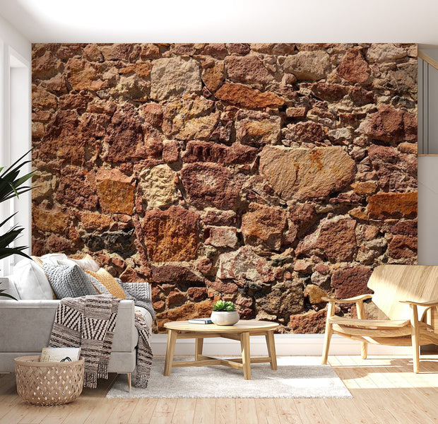 Peel & Stick Wall Mural - Terracotta Old Stone Wall - Removable Wall Decals