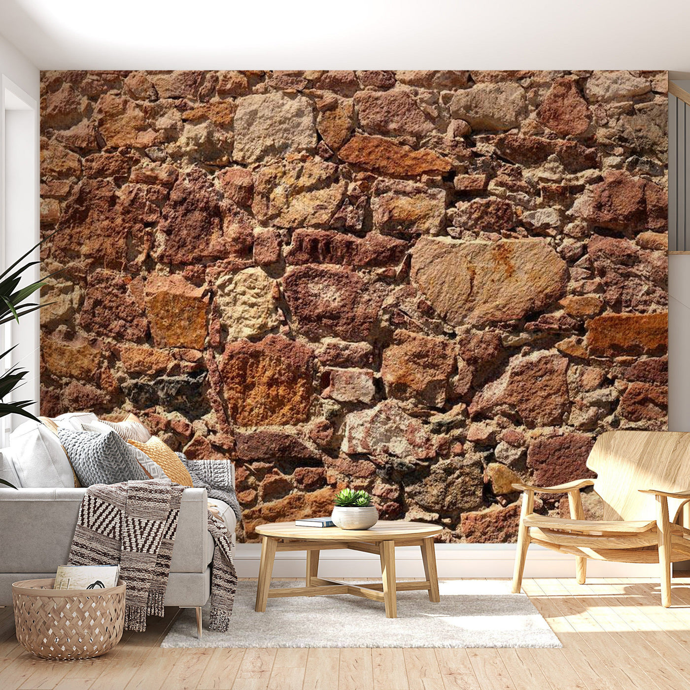 Peel & Stick Wall Mural - Terracotta Old Stone Wall - Removable Wall Decals