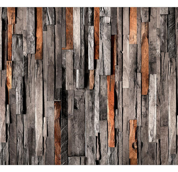Peel & Stick Wall Mural - Vertical Mixed Wooden Planks - Removable Wall Decals