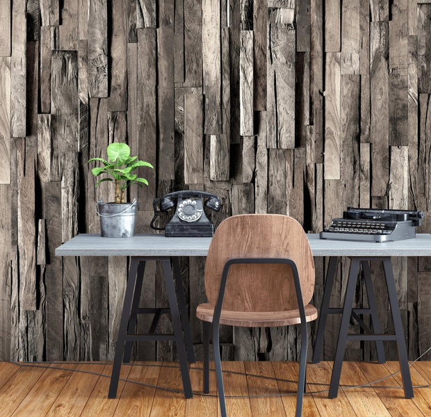 Peel & Stick Wall Mural - Vertical Weathered Wooden Planks - Removable Wall Decals