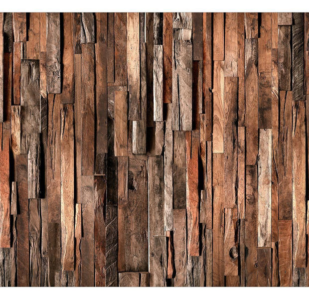 Peel & Stick Wall Mural - Vertical Wooden Cedar Planks - Removable Wall Decals