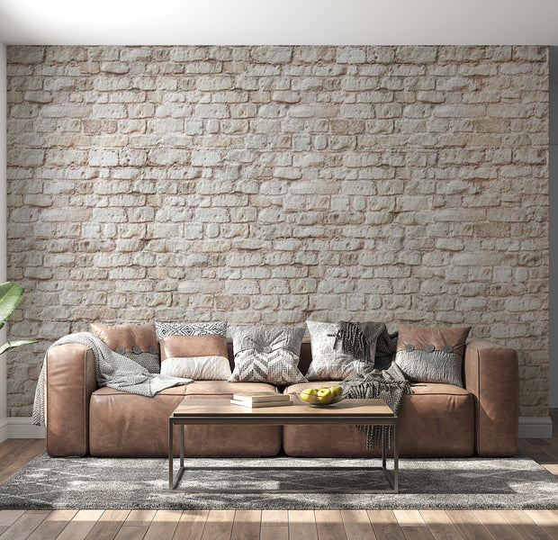 Peel & Stick Wall Mural - White Brick Wall Background - Removable Wall Decals