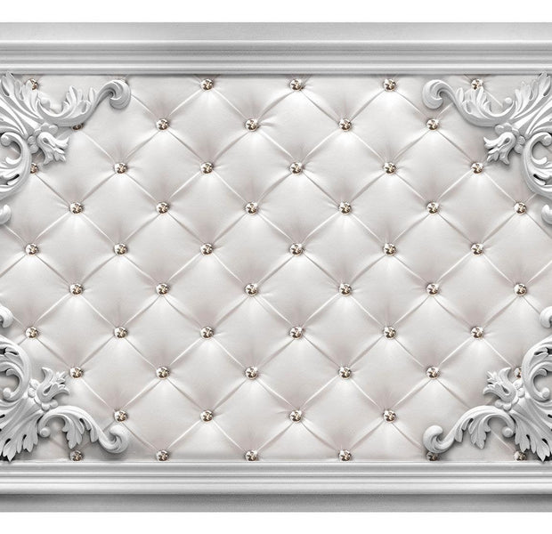 Peel & Stick Wall Mural - White Chesterfield and Ornaments - Removable Wall Decals