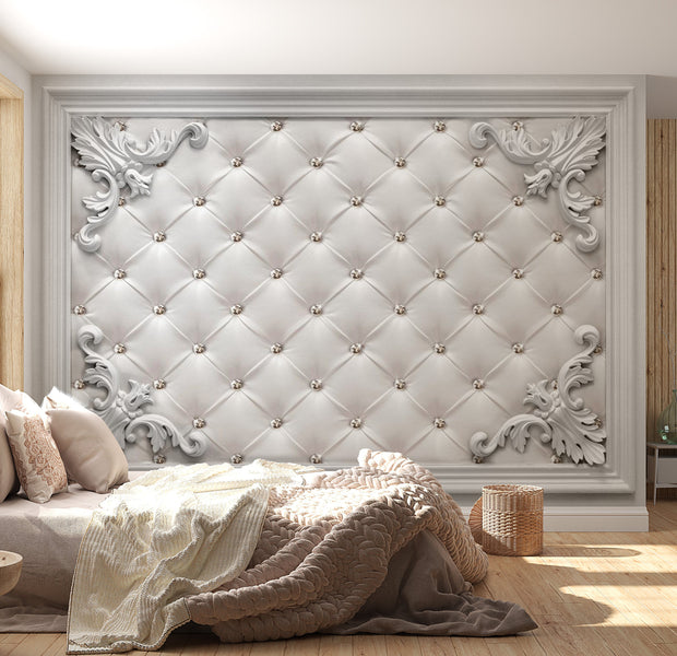 Peel & Stick Wall Mural - White Chesterfield and Ornaments - Removable Wall Decals