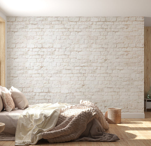 Peel & Stick Wall Mural - White Painted Brick Wall - Removable Wall Decals