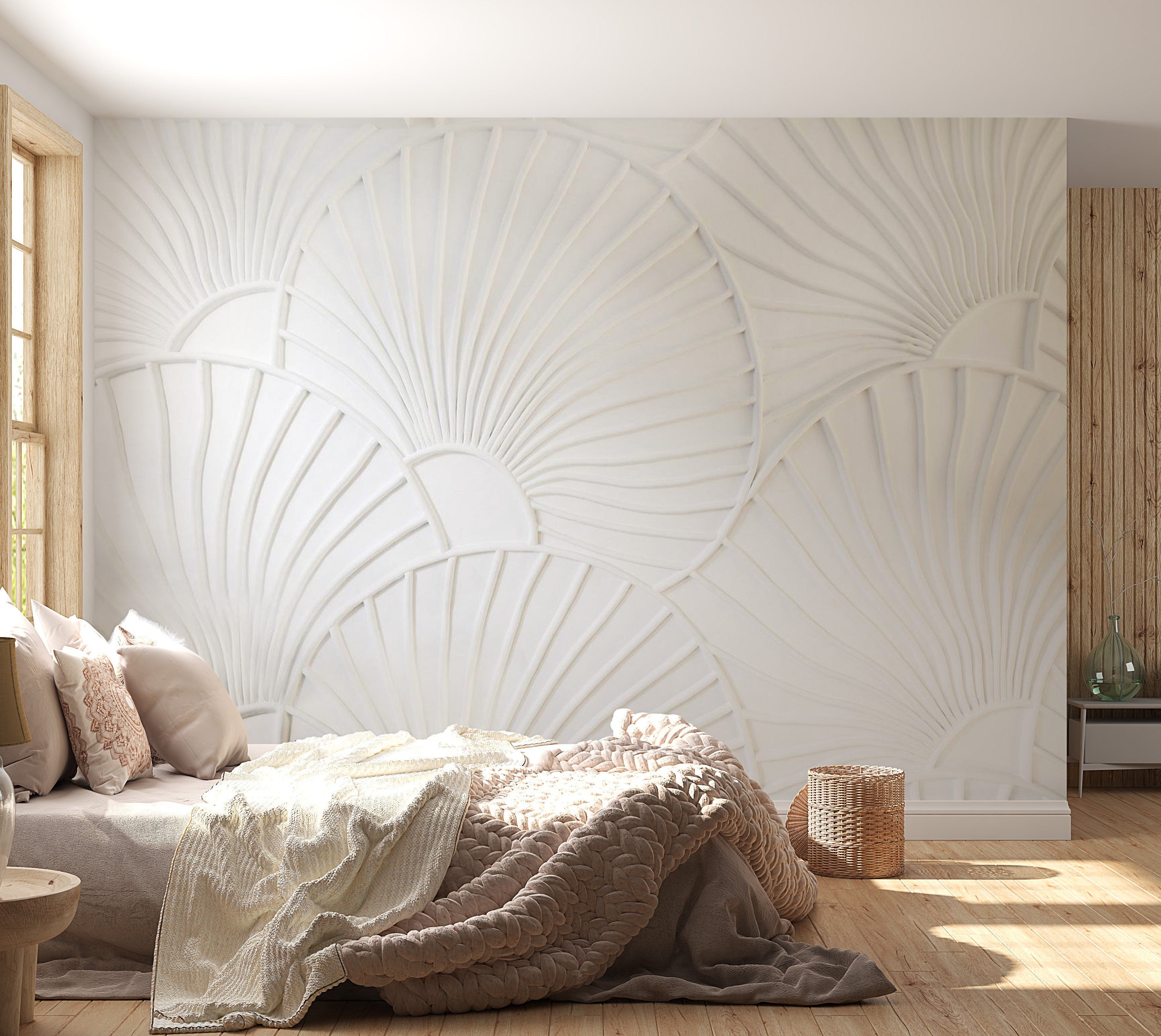 Peel & Stick Wall Mural - White Texture Fantasy - Removable Wall Decals