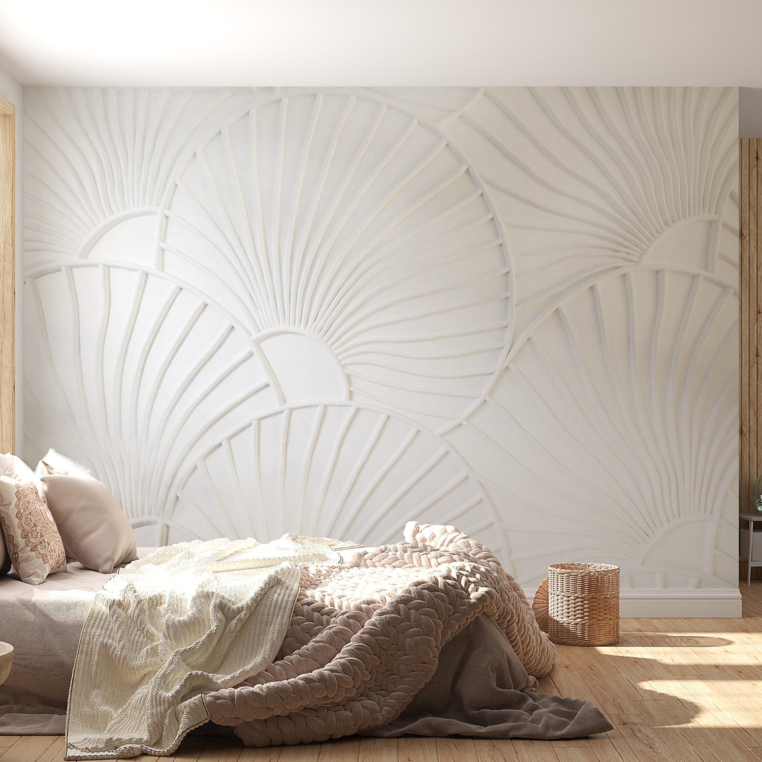 Peel & Stick Wall Mural - White Texture Fantasy - Removable Wall Decals