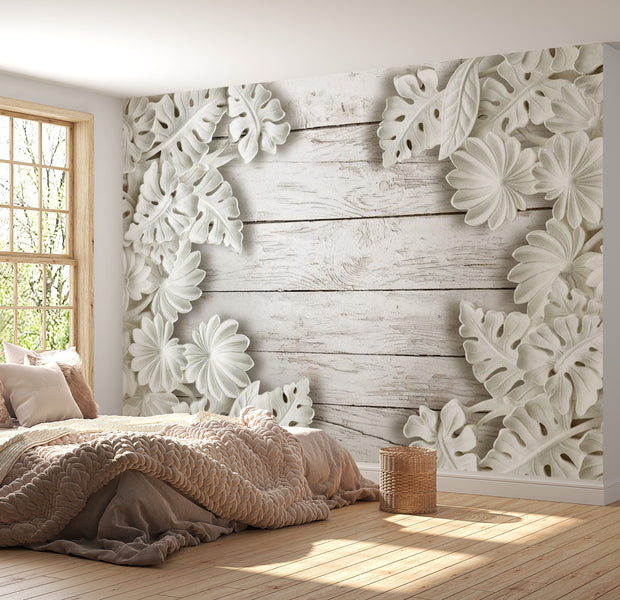 Peel & Stick Wall Mural - White Washed Wood - Removable Wall Decals