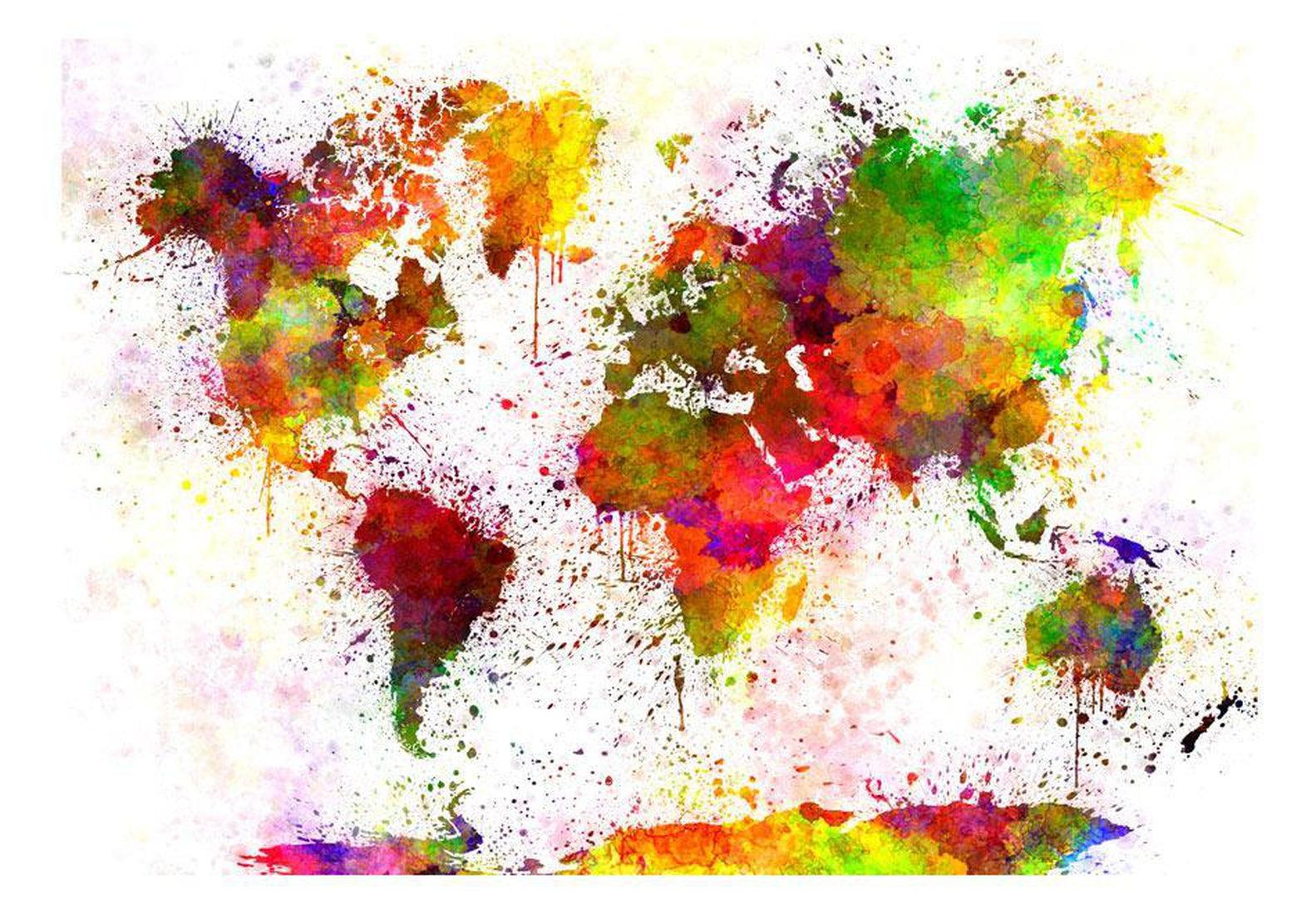 Peel & Stick World Map Wall Mural - Dyed World Map - Removable Wall Decals