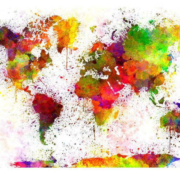 Peel & Stick World Map Wall Mural - Dyed World Map - Removable Wall Decals