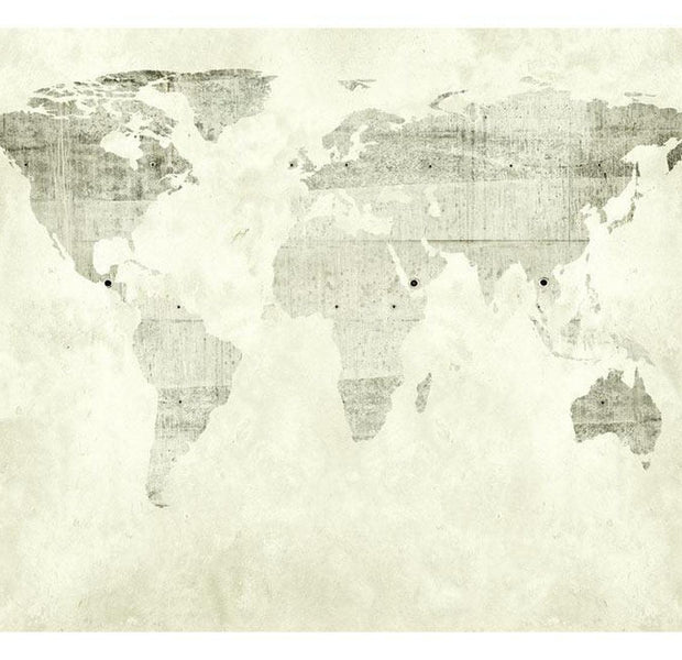 Peel & Stick World Map Wall Mural - Green Wood World Map - Removable Wall Decals