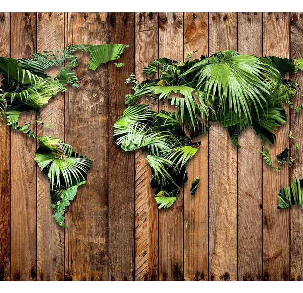 Peel & Stick World Map Wall Mural - Jungle World Map - Removable Wall Decals