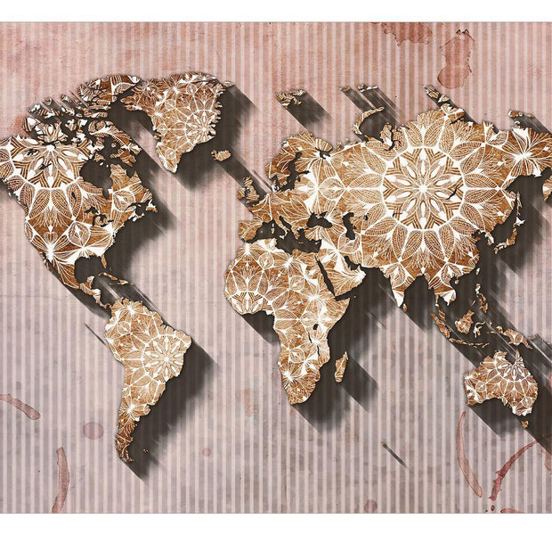 Peel & Stick World Map Wall Mural - Oriental World Map - Removable Wall Decals