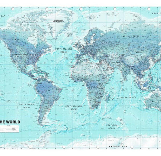Peel & Stick World Map Wall Mural - Sky Blue World Map - Removable Wall Decals