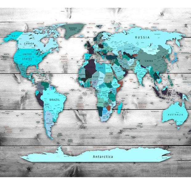Peel & Stick World Map Wall Mural - World Map Blue - Removable Wall Decals